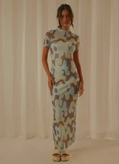 Discount โ Peppermayo Exclusive - Remix Mesh Maxi ๐ Dress - Dusty Blue ๐