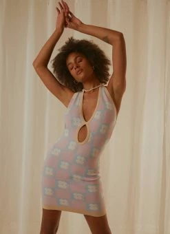 Best deal 💯 Peppermayo Exclusive - Vintage Years Knit Mini 👗 Dress - Pink Mod Floral 👍