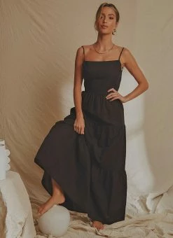 Best Pirce 👍 National Breast Cancer Foundation X Peppermayo - Havana Linen Maxi 👗 Dress - Black ⭐
