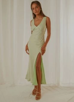 Buy 👍 Peppermayo Exclusive - Billie Split Maxi 👗 Dress - Sage ⭐