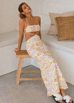 Best Sale 💯 Peppermayo X Rikki Day - Limonada Linen Maxi 👗 Dress - Oceanus ✨