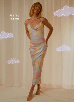 Best deal ❤️ Peppermayo Exclusive - Art Films Cowl Maxi 👗 Dress - Pastel Wave 🛒