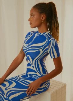 Best deal π Peppermayo Exclusive - Into The City Mesh Maxi π Dress - Cobalt Marble π§¨