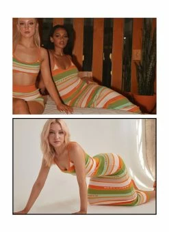 Buy 🔔 Riley Hubatka X Peppermayo - Sunset Drives Knit Maxi 👗 Dress - Melon Stripe 🔔