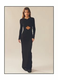 Outlet 😉 Peppermayo Exclusive - Carmen Knit Midi 👗 Dress - Black 💯