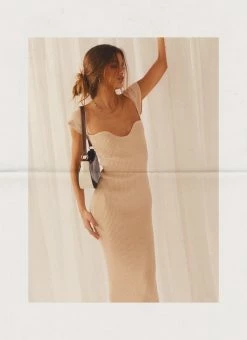 Budget ✔️ Peppermayo Exclusive - Vanessa Knit Midi 👗 Dress - Ivory 💯