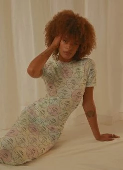 New โจ Peppermayo Exclusive - Into The City Mesh Maxi ๐ Dress - Pastel Mixtape ๐