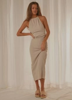 Best Pirce 🤩 Peppermayo Exclusive - Avoca Halter Maxi 👗 Dress - Taupe 🌟