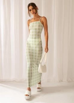 Flash Sale 🎉 Peppermayo Exclusive - Sunday Lover Midi 👗 Dress - Sage Check ✔️