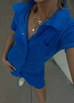 Best Pirce 🎁 Vacancy Supply - Daylight Terry Mini 👗 Dress - Cobalt ⭐