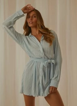Outlet 🎁 Peppermayo Exclusive - Soho Chic 👚 Shirt 👗 Dress - Baby Blue ⌛